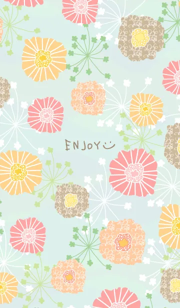 [LINE着せ替え] 北欧風 暖色系お花11の画像1