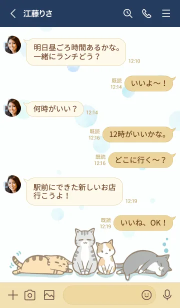 [LINE着せ替え] 陽だまり猫 13 水玉の画像4