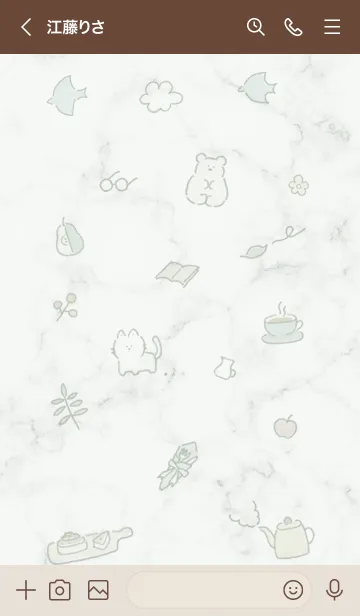 [LINE着せ替え] シンプルアイコンFika♥グリーン06_1の画像3