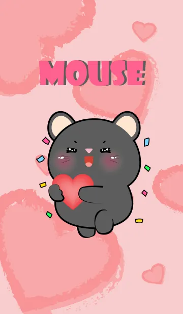 [LINE着せ替え] Cute  Black Mouse  InLove Theme (JP)の画像1