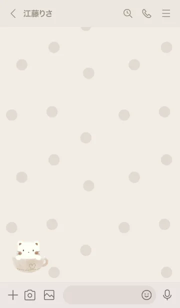 [LINE着せ替え] しろねこラテ -ベージュ- ドットの画像3