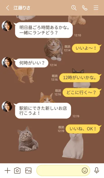 [LINE着せ替え] CUTE CATS Family BROWN【修正版】の画像4