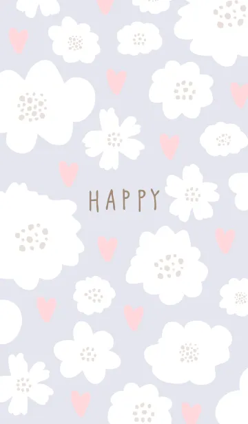 [LINE着せ替え] ハートと白い花6の画像1