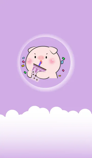 [LINE着せ替え] Simple Pig Love Purple Theme (JP)の画像1