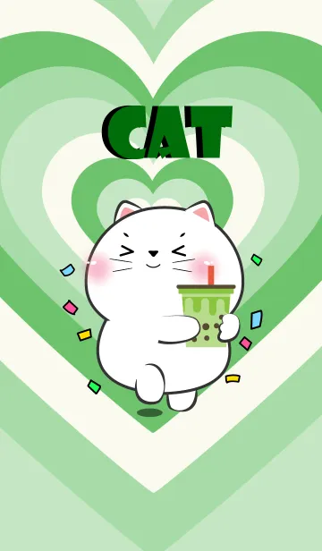 [LINE着せ替え] White Cat Like Green Color Theme (JP)の画像1