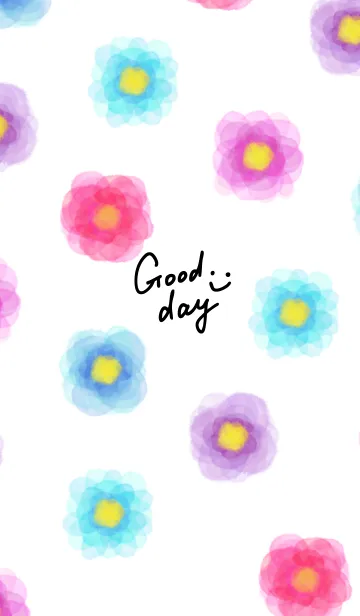 [LINE着せ替え] カラフルお花柄水彩6の画像1