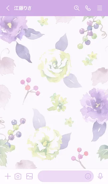 [LINE着せ替え] Watercolor Flowers 9の画像3