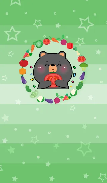 [LINE着せ替え] Black Bear With Vegetable Theme (JP)の画像1