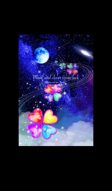 [LINE着せ替え] 運気上昇 月とクローバー 宇宙 天の川の画像1