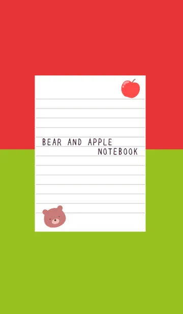 [LINE着せ替え] くまとりんごのノート/スイカカラーの画像1