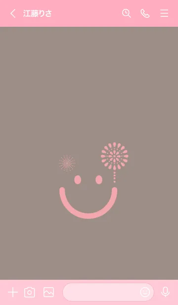 [LINE着せ替え] スマイル＆花火-ローズグレイの画像3