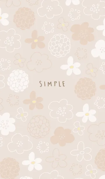 [LINE着せ替え] White and beige flower beige2の画像1