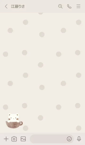 [LINE着せ替え] しろねこラテ -ブラウン- ドットの画像3