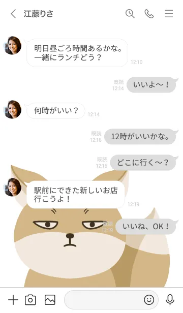 [LINE着せ替え] シンプルなチベットスナギツネ/ホワイトの画像4