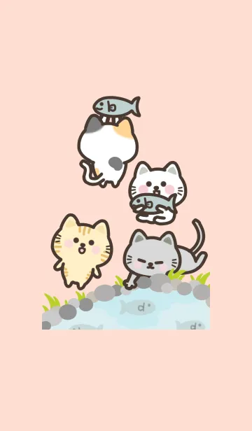 [LINE着せ替え] ねこ達のきせかえ♥桜色 日本版の画像1