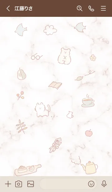 [LINE着せ替え] シンプルアイコンFika♥ピンクブラウン08_1の画像3