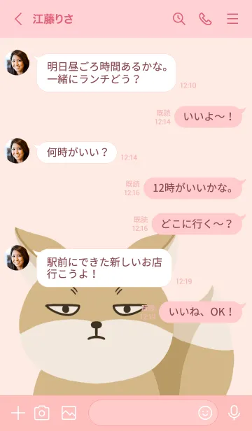 [LINE着せ替え] チベットスナギツネ/コーラルピンクの画像4