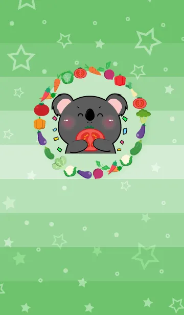 [LINE着せ替え] Black Koala With Vegetable Theme (JP)の画像1