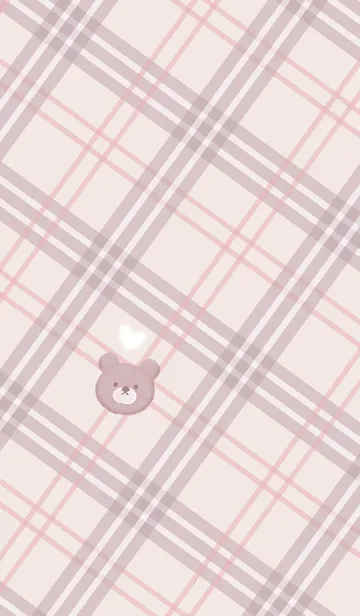 [LINE着せ替え] クマとチェック柄♥バイオレット02_1の画像1