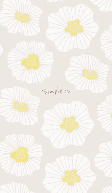 [LINE着せ替え] 白い花舞う ベージュ4の画像1