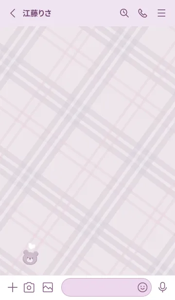 [LINE着せ替え] クマとチェック柄♥パープル04_1の画像3