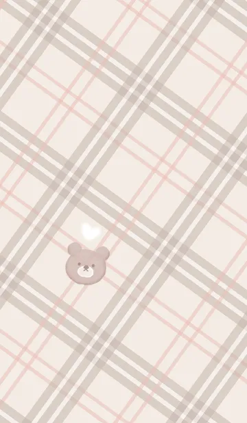 [LINE着せ替え] クマとチェック柄♥ベージュ05_1の画像1