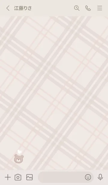 [LINE着せ替え] クマとチェック柄♥ベージュ05_1の画像3