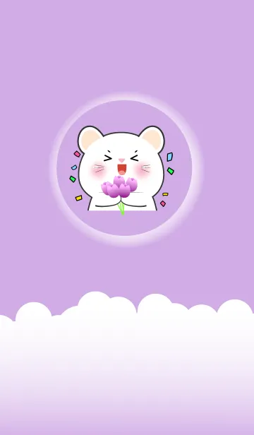[LINE着せ替え] Simple White Mouse Love Purple Theme(JP)の画像1