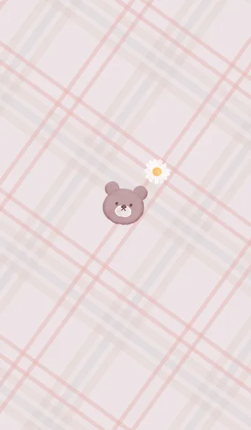 [LINE着せ替え] クマとチェック柄2♥バイオレット02_1の画像1