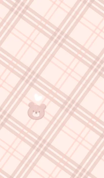 [LINE着せ替え] クマとチェック柄♥ベビーピンク10_1の画像1