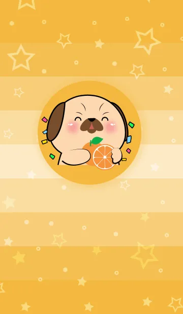 [LINE着せ替え] Simple Pug Dog Love Orange Theme (JP)の画像1