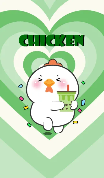 [LINE着せ替え] White chicken Like Green Color Theme(JP)の画像1