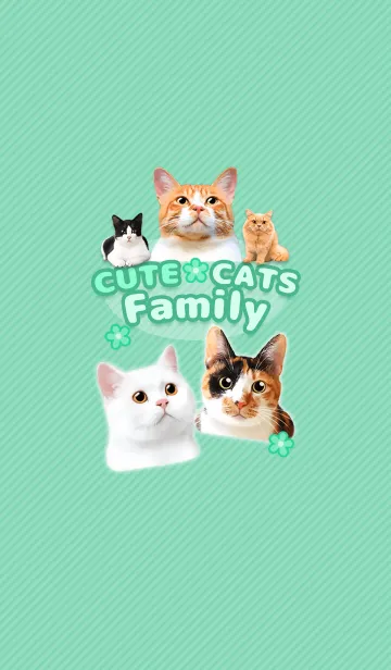 [LINE着せ替え] CUTE CATS Family GREENの画像1