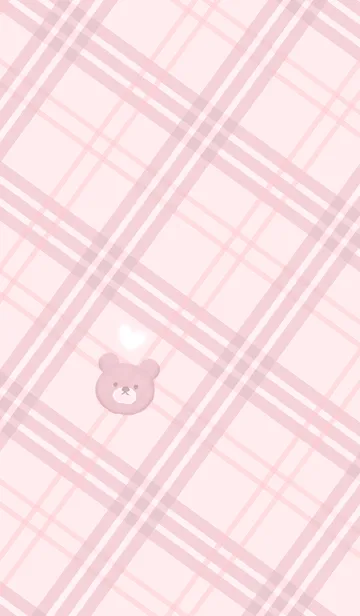 [LINE着せ替え] クマとチェック柄♥ピンク11_1の画像1