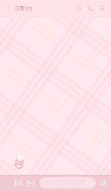[LINE着せ替え] クマとチェック柄♥ピンク11_1の画像3