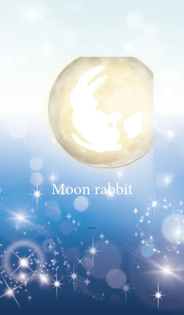 [LINE着せ替え] 青 : 運気上昇の月と兎の画像1