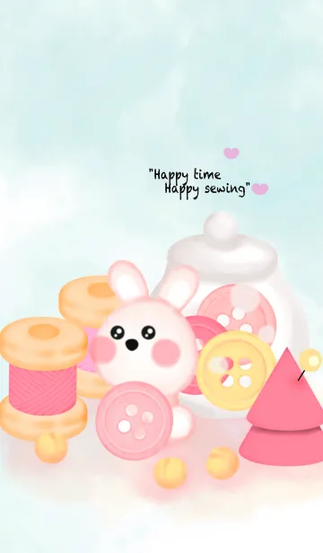 [LINE着せ替え] Happy sew Happy bunny 11の画像1