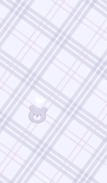 [LINE着せ替え] クマとチェック柄♥ライラック12_1の画像1