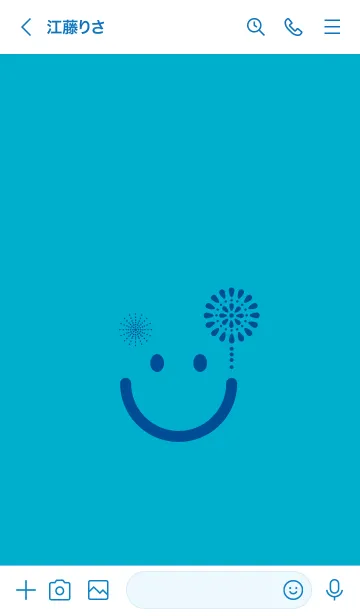 [LINE着せ替え] スマイル＆花火-ターコイズブルーの画像3