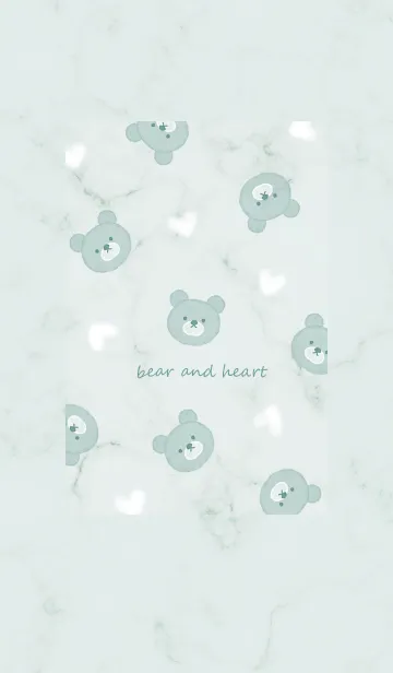 [LINE着せ替え] クマとハート3♥ブルーグリーン06_1の画像1