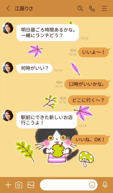 [LINE着せ替え] 秋のはちわれ猫ハチチの画像4