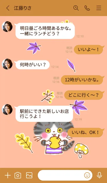 [LINE着せ替え] 秋のサバトラ猫のサバの画像4