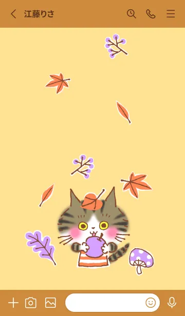[LINE着せ替え] 秋のキジトラしろのトラトトの画像3