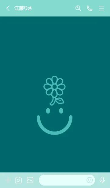[LINE着せ替え] スマイル＆flower ティールグリーンの画像3