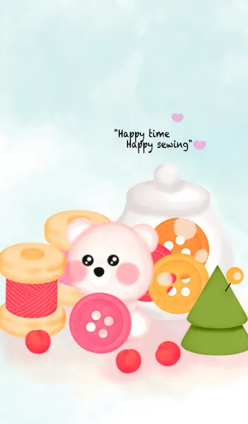 [LINE着せ替え] Happy bear Happy sew 11の画像1