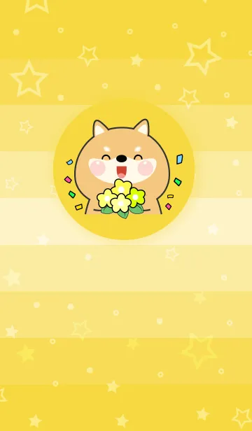 [LINE着せ替え] Simple Shiba Inu Love Yellow Theme (JP)の画像1