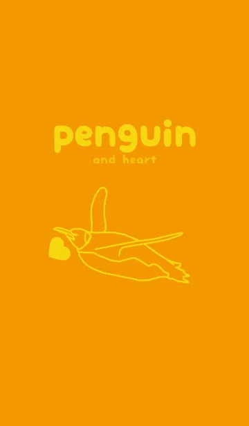 [LINE着せ替え] ペンギンとハート (金茶)の画像1