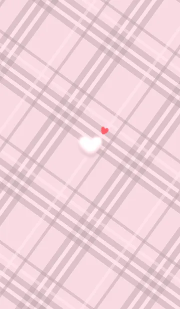 [LINE着せ替え] ふわもこハートとチェック柄♥ピンク10_1の画像1
