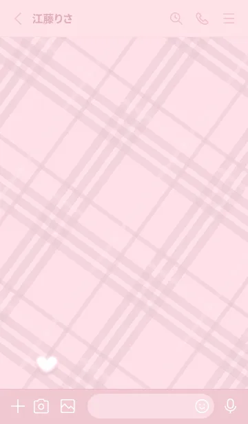 [LINE着せ替え] ふわもこハートとチェック柄♥ピンク10_1の画像3
