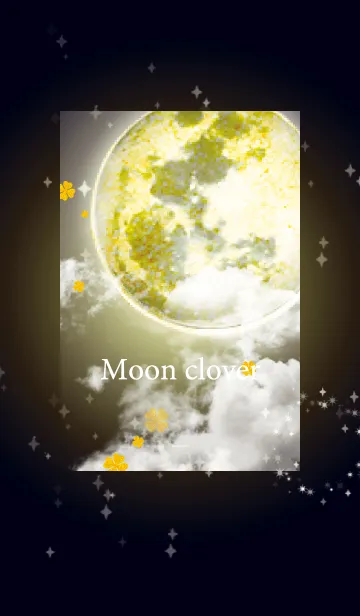 [LINE着せ替え] 黒と黄色 : 運気上昇！満月と四葉の画像1